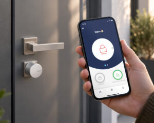 Apertura porta di casa con smartphone e app Tedee PRO AGB